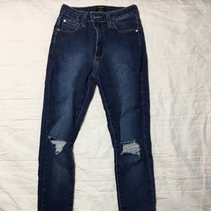 Nordstrom High Rise Distressed Blue Skinny Jeans